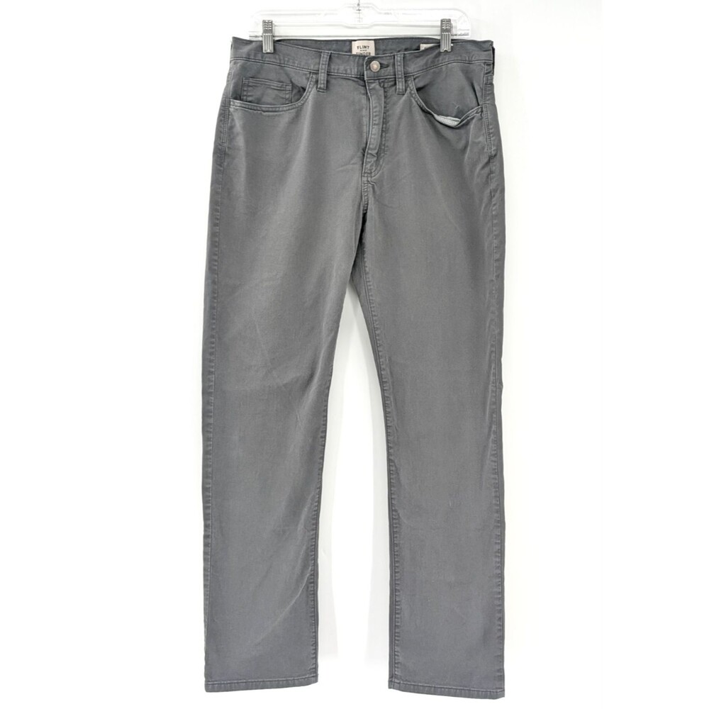 Flint and Tinder Distressed Men’s Gray Straight Fit Cotton Twill Pants 32x32